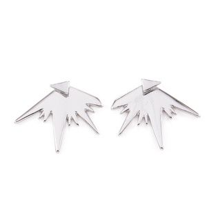 Silver Spike Ear Jacket Earrings Spark Geometric